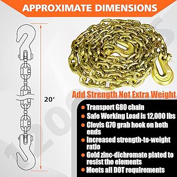 YATOINTO G80 Transport Binder Chain 1/2 Inch x 20 Foot